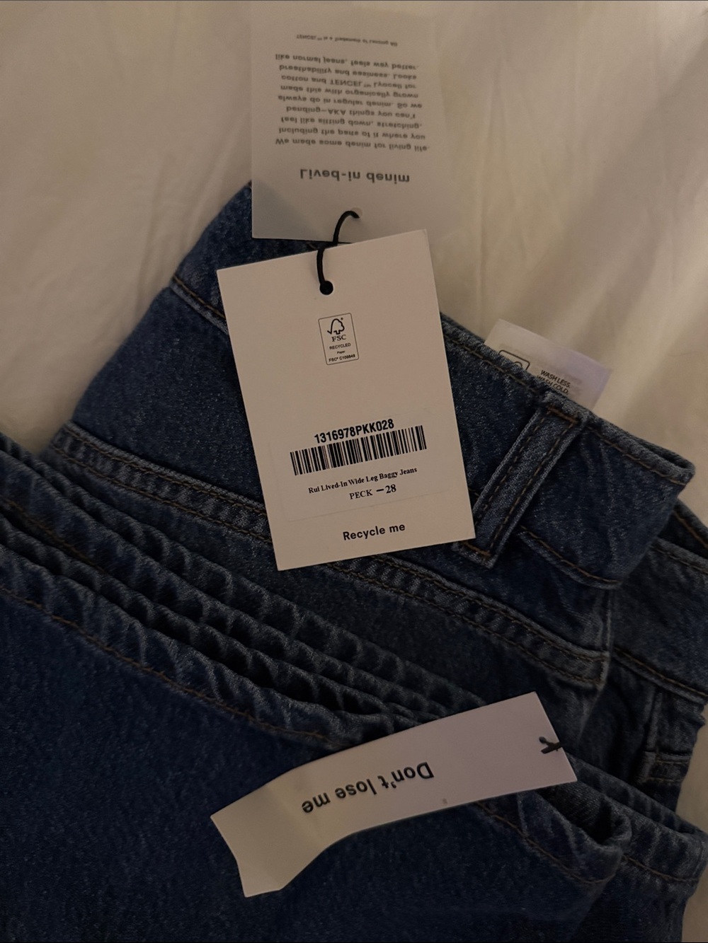 Rui Lived-In Wide Leg Baggy Jeans Reformation Peck - Picture 7 of 9